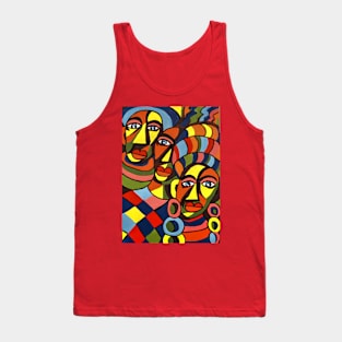 African Traditional Tribal Women Abstract Art Canvas Painting 5 Tank Top